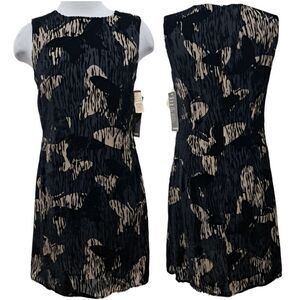 Vintage Tessuto Velvet Butterfly Print Silk Blend A Line Dress Size 8 Black/Mult
